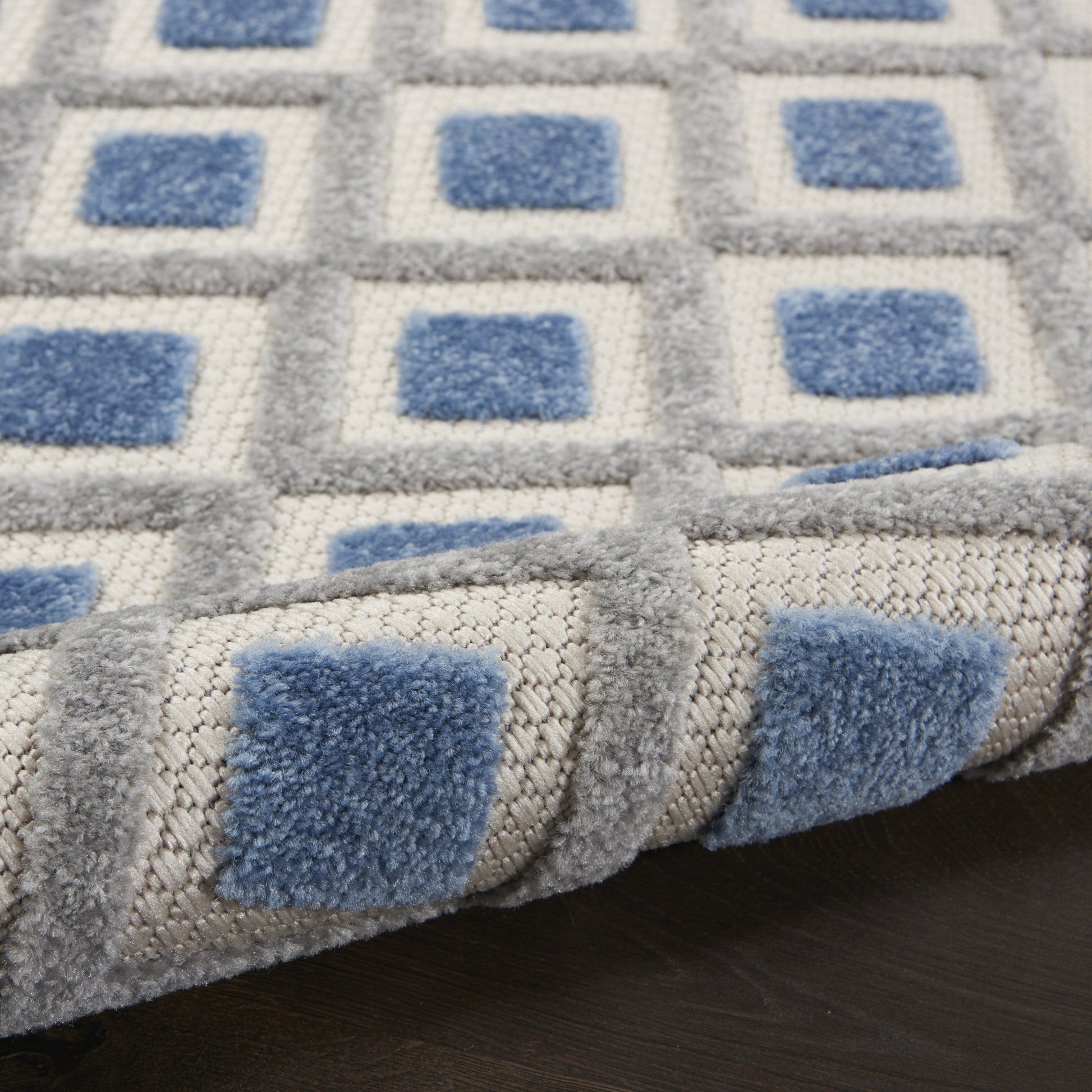 HomeRoots 6' x 9' Blue and Gray Indoor Outdoor Area Rug