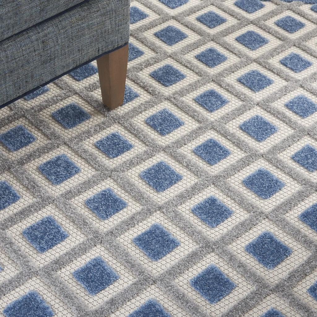 HomeRoots 6' x 9' Blue and Gray Indoor Outdoor Area Rug