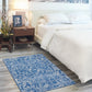 HomeRoots 6' x 9' Blue and Ivory Floral Vines Area Rug