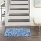 HomeRoots 6' x 9' Blue and Ivory Floral Vines Area Rug