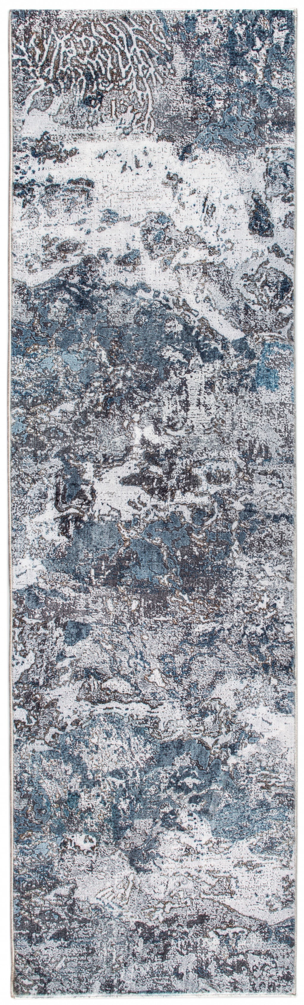 HomeRoots 6' x 9' Gray Blue Abstract Galaxy Area Rug