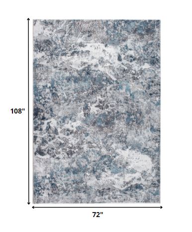 HomeRoots 6' x 9' Gray Blue Abstract Galaxy Area Rug