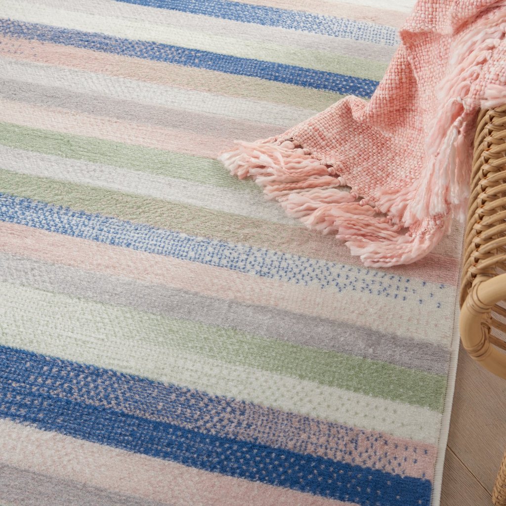 HomeRoots 6' x 9' Ivory Halftone Stripe Area Rug