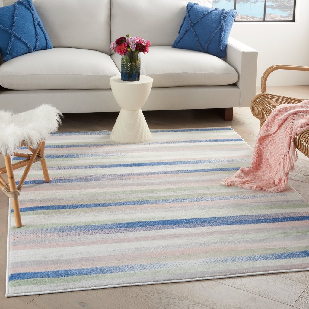 HomeRoots 6' x 9' Ivory Halftone Stripe Area Rug