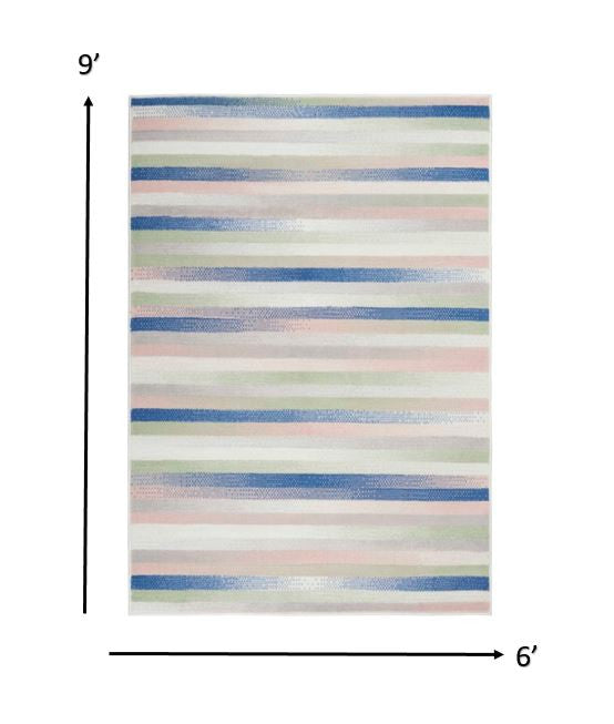 HomeRoots 6' x 9' Ivory Halftone Stripe Area Rug