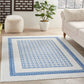 HomeRoots 6' x 9' Ivory and Blue Geometric Area Rug