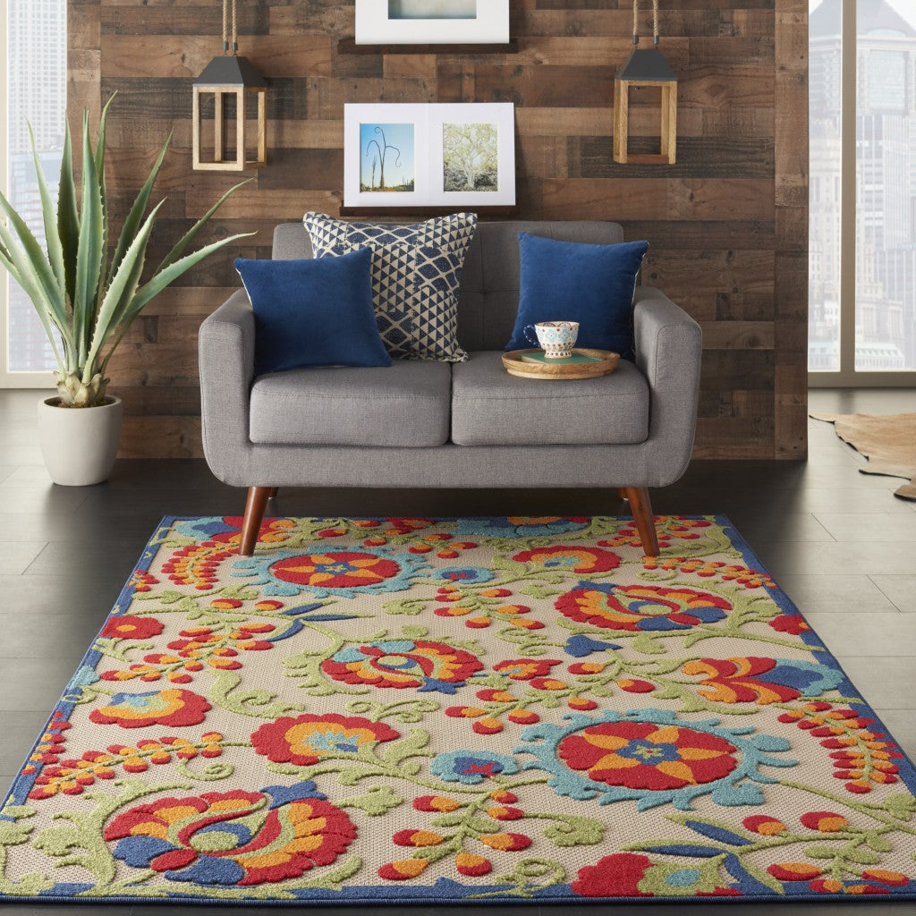 HomeRoots 6' x 9' Mediterra Indoor Outdoor Area Rug