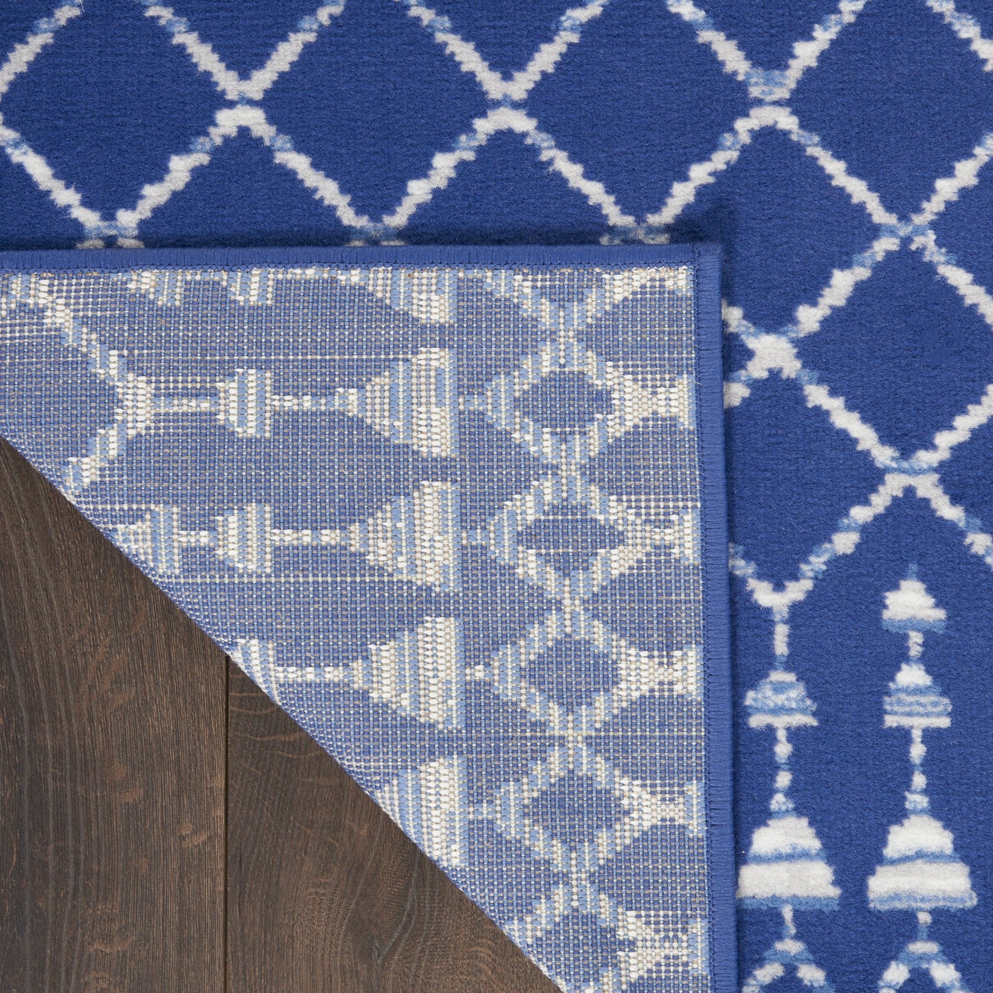 HomeRoots 6' x 9' Navy Blue and Ivory Berber Pattern Area Rug