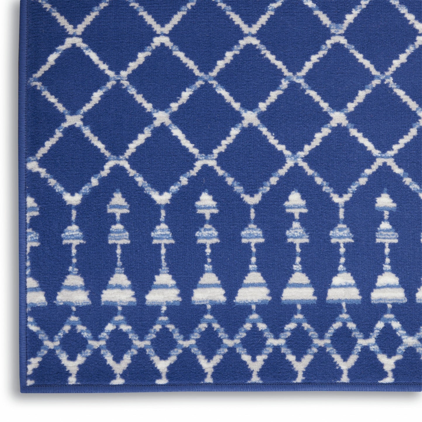 HomeRoots 6' x 9' Navy Blue and Ivory Berber Pattern Area Rug
