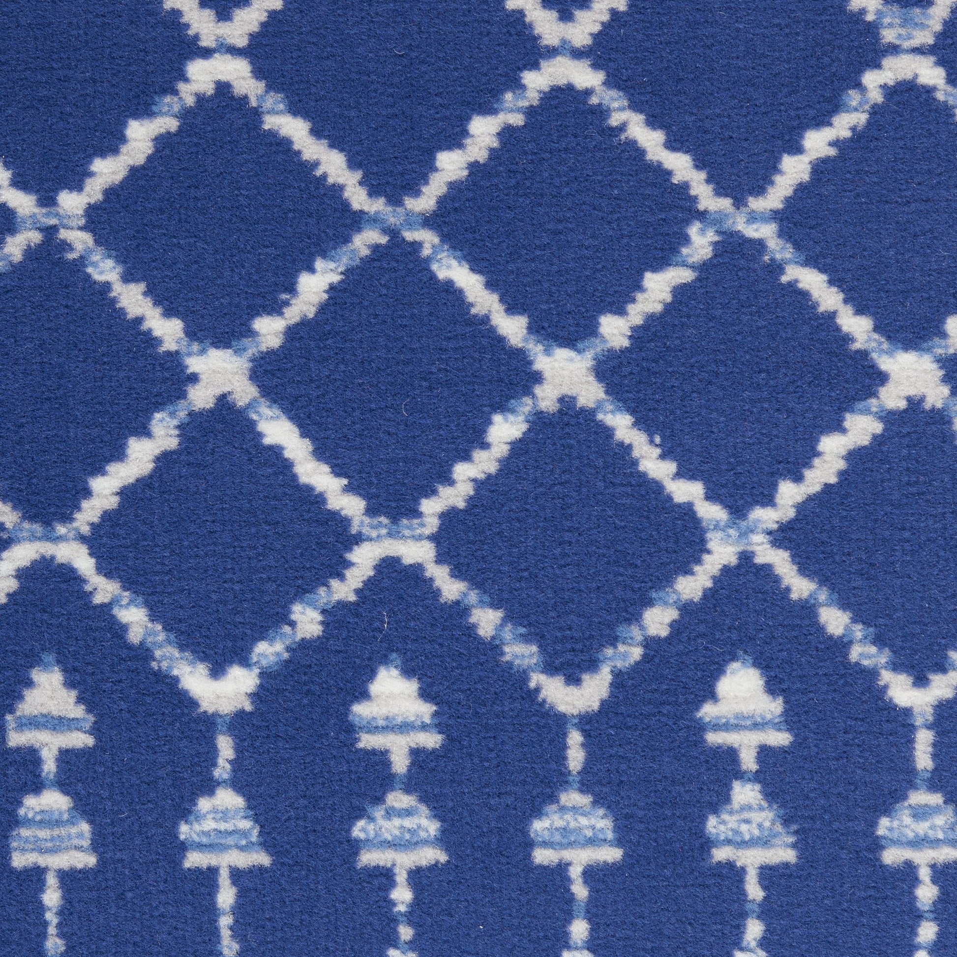 HomeRoots 6' x 9' Navy Blue and Ivory Berber Pattern Area Rug