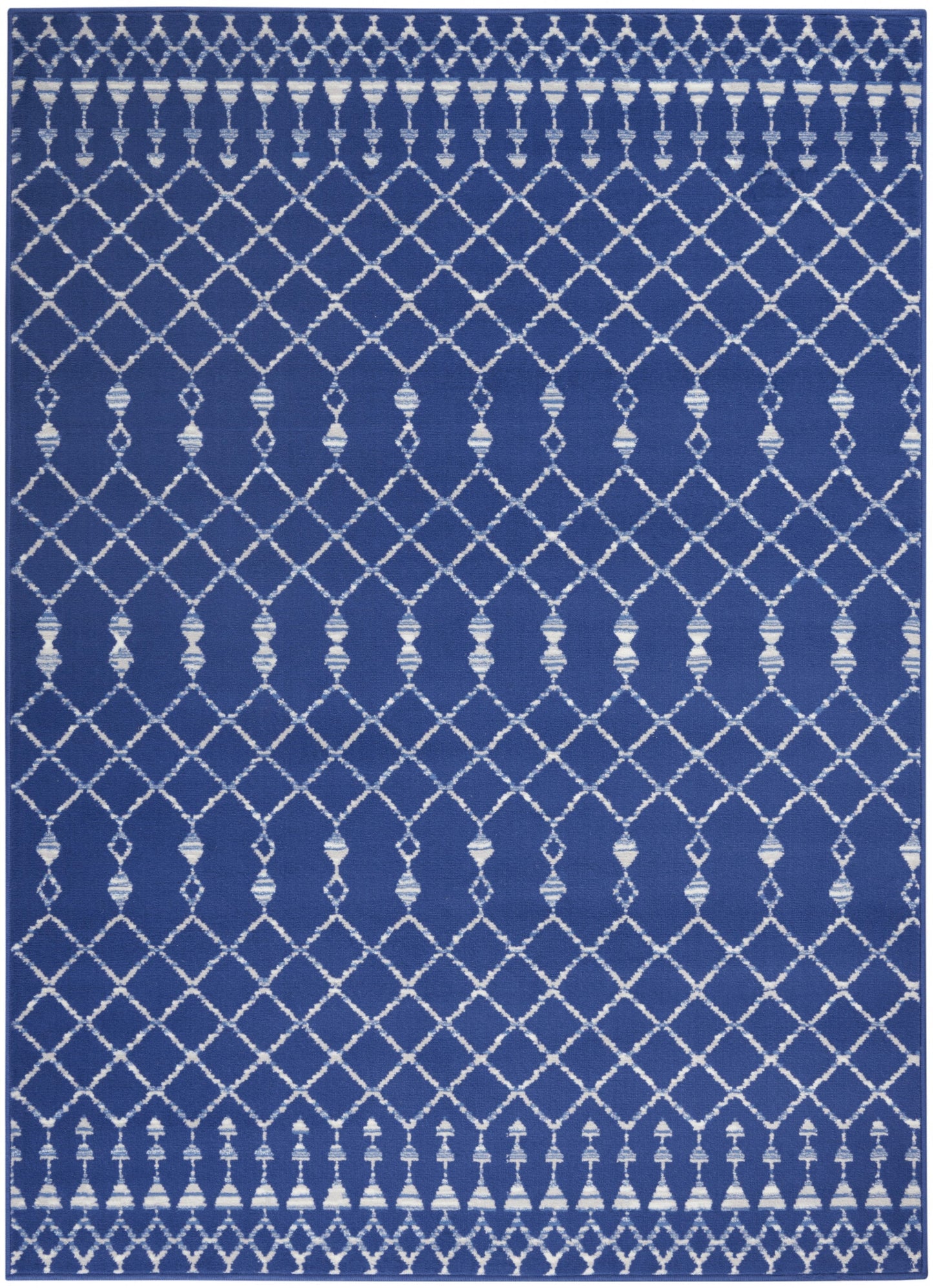 HomeRoots 6' x 9' Navy Blue and Ivory Berber Pattern Area Rug