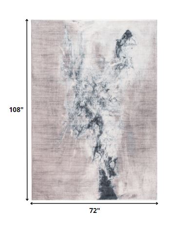 HomeRoots 6' x 9' Sand Abstract Splash Modern Area Rug