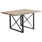 HomeRoots 60" Rectangular Manufactured Wood and Metal Dining Table in Dark Taupe and Black Finish