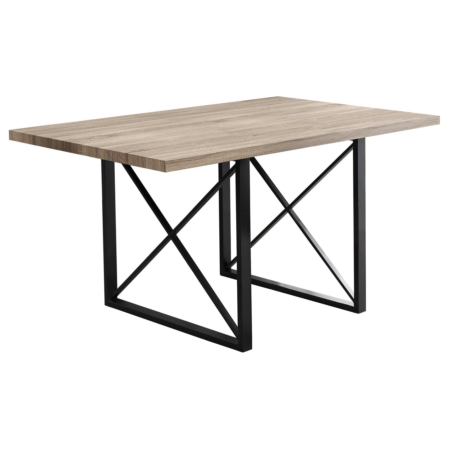 HomeRoots 60" Rectangular Manufactured Wood and Metal Dining Table in Dark Taupe and Black Finish