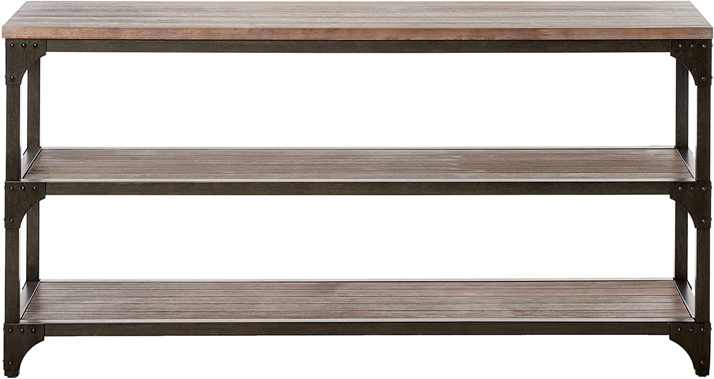 HomeRoots 60" Rustic Weathered Oak Console Storage Table