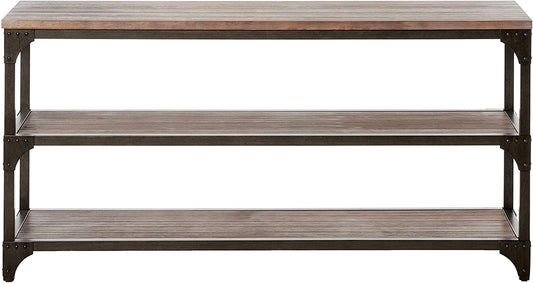 HomeRoots 60" Rustic Weathered Oak Console Storage Table