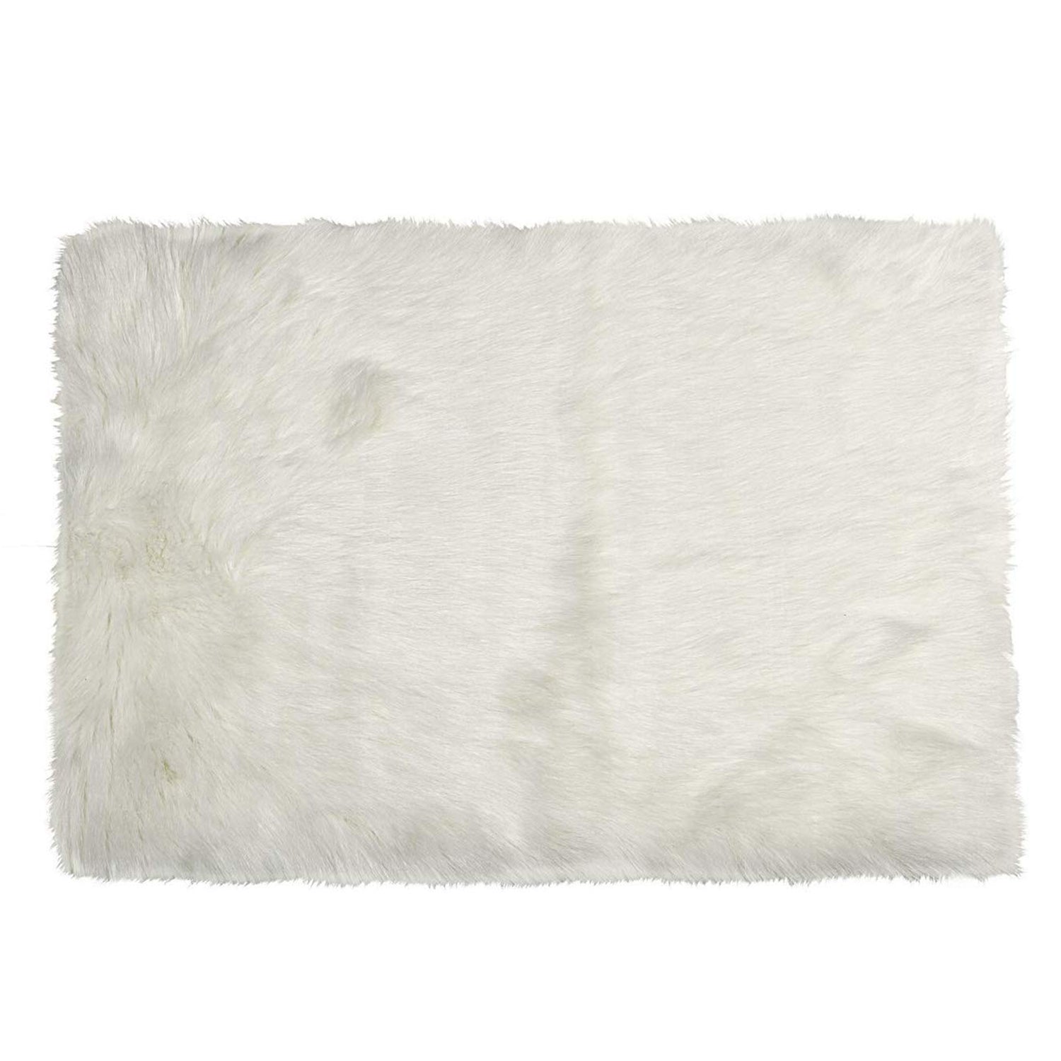 HomeRoots 60" x 36" Rectangular Faux Fur Area Rug in Off White Finish