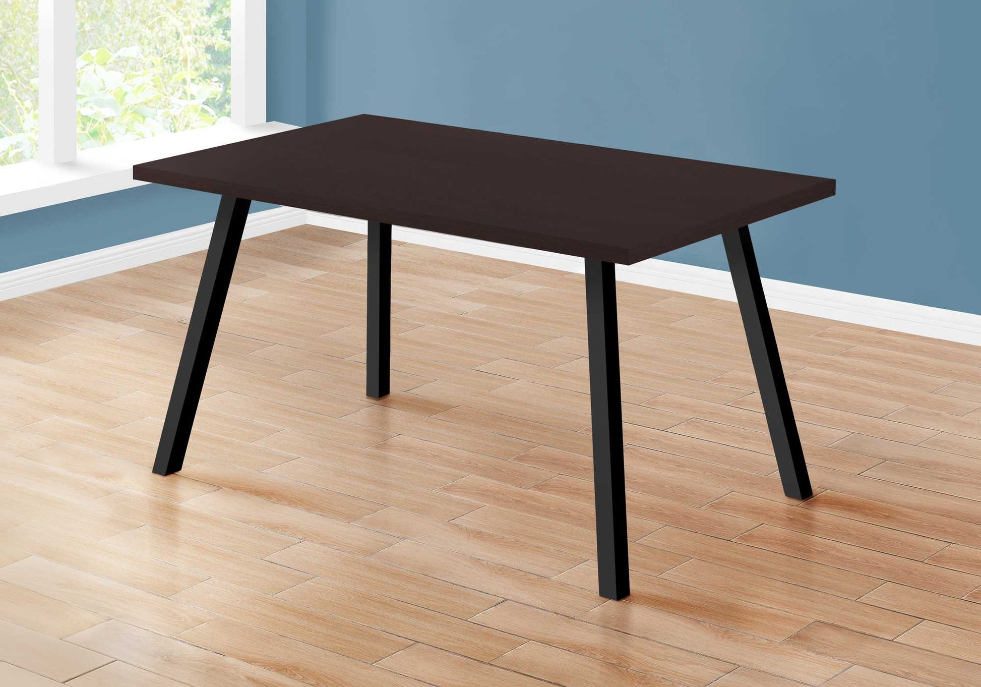 HomeRoots 60" x 36" x 31 " Cappuccino Black Metal Dining Table