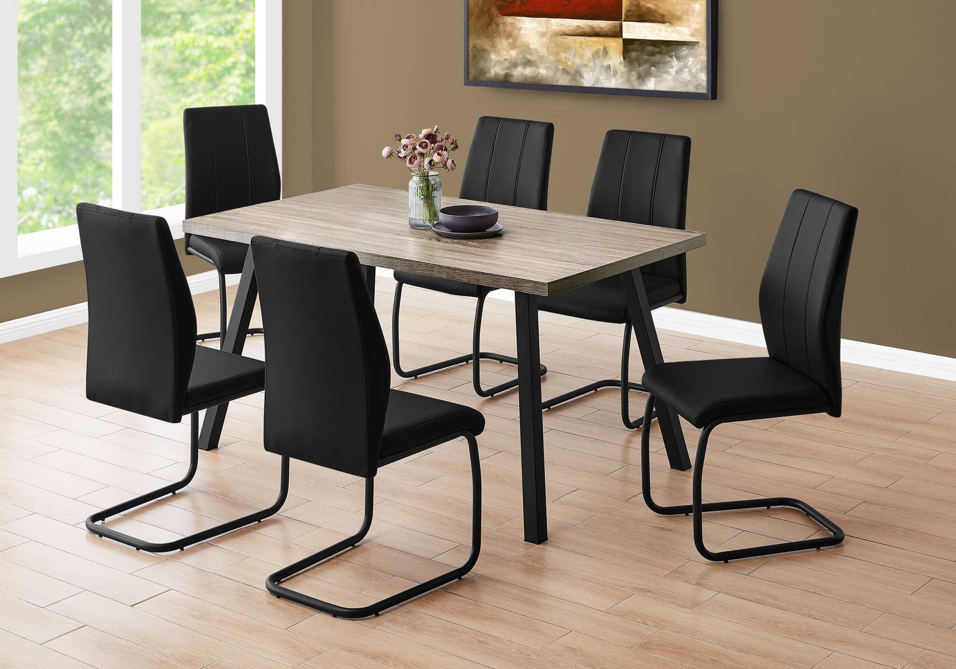 HomeRoots 60" x 36" x 31 " Dark Taupe Black Metal Dining Table