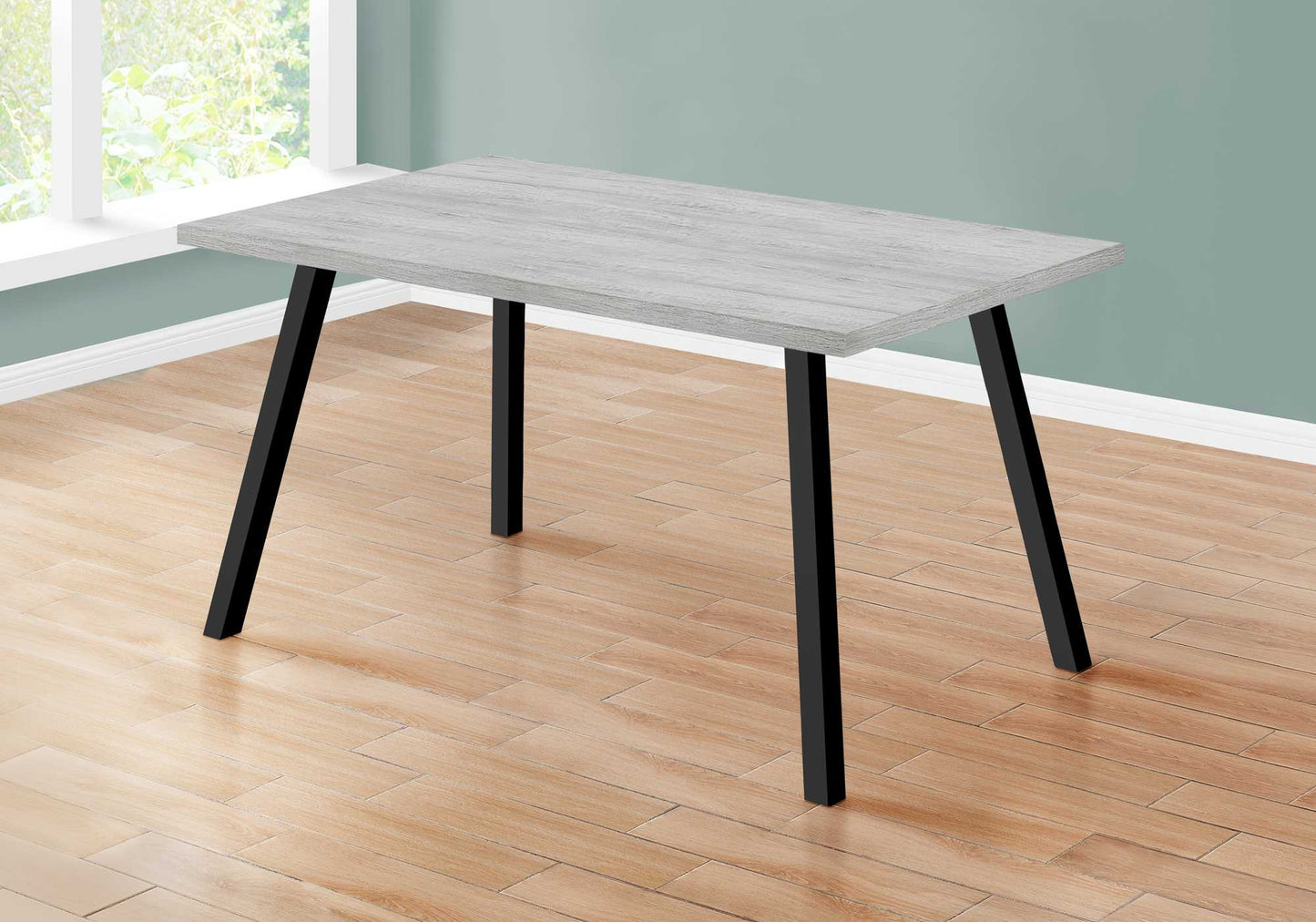 HomeRoots 60" x 36" x 31 " Grey Black Metal Dining Table