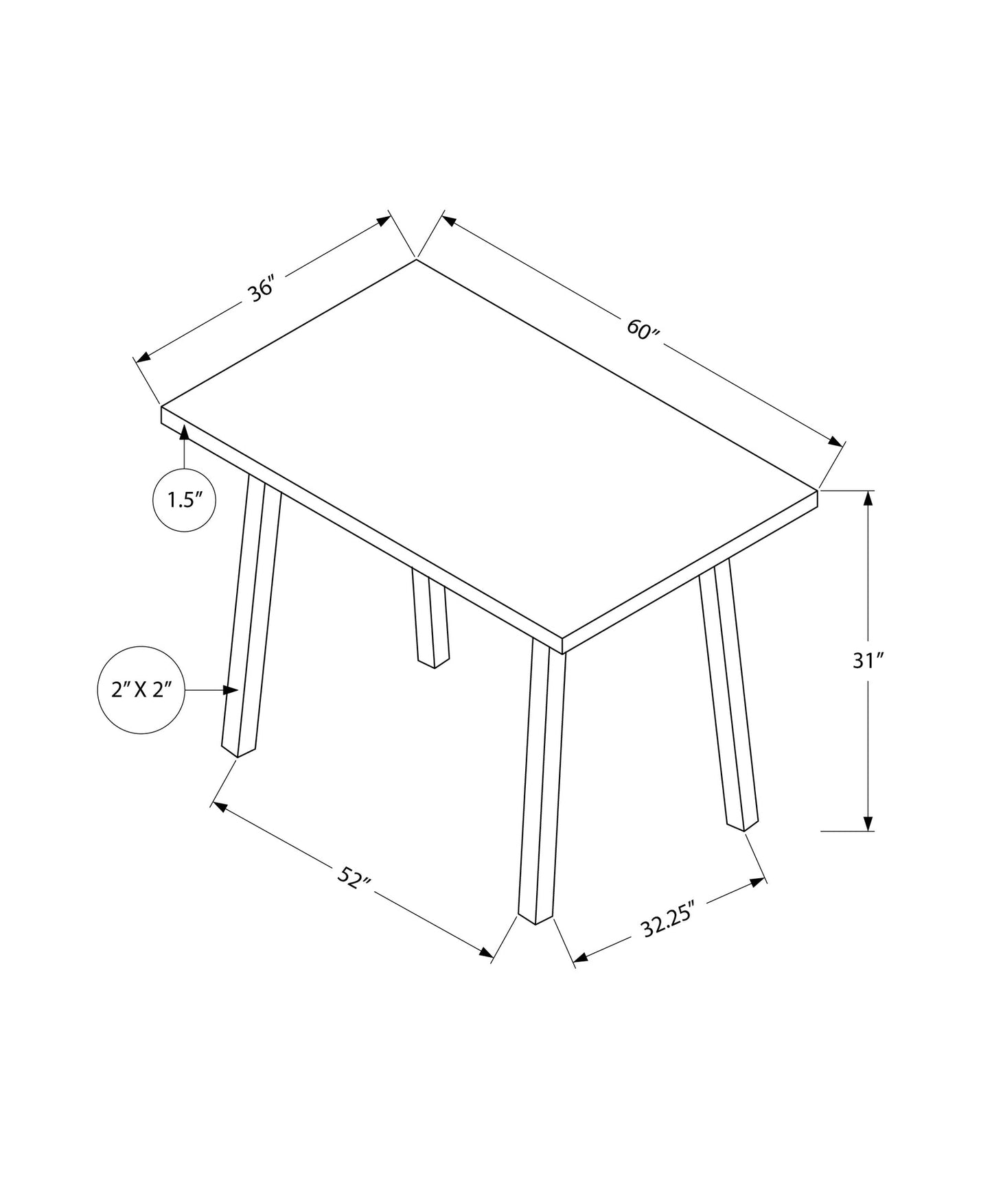HomeRoots 60" x 36" x 31 " Grey Black Metal Dining Table