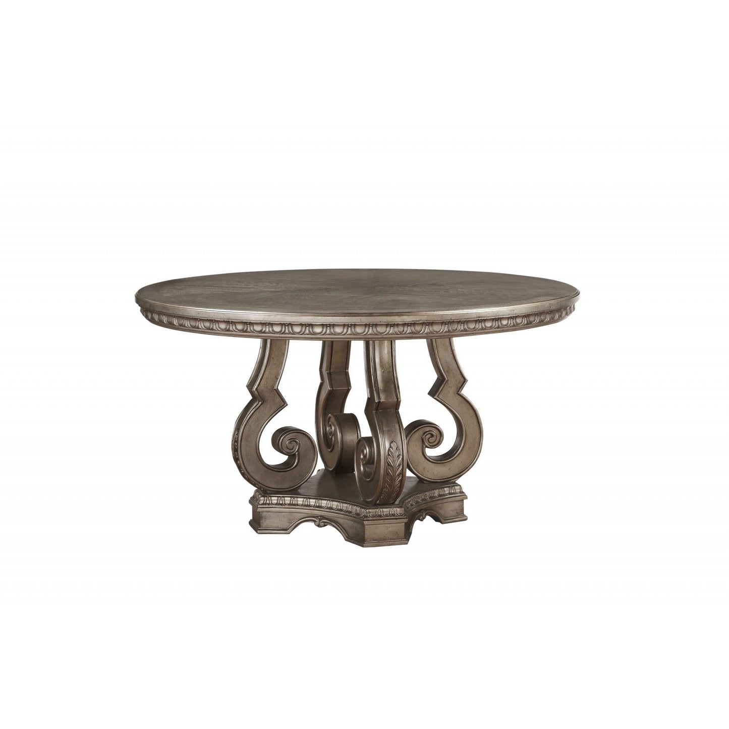 HomeRoots 60" x 60" x 30" Dining Table In Antique Champagne Finish