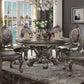 HomeRoots 60" x 60" x 30" Round Pedestal Wood Poly Resin Dining Table With Antique Platinum Finish