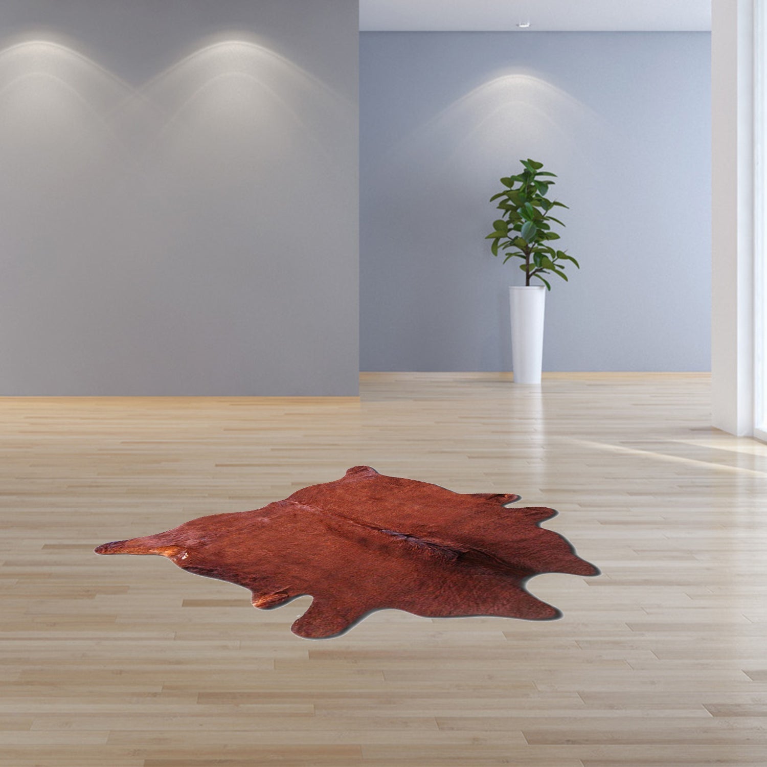 HomeRoots 60" x 84" Cowhide Area Rug in Brown Finish