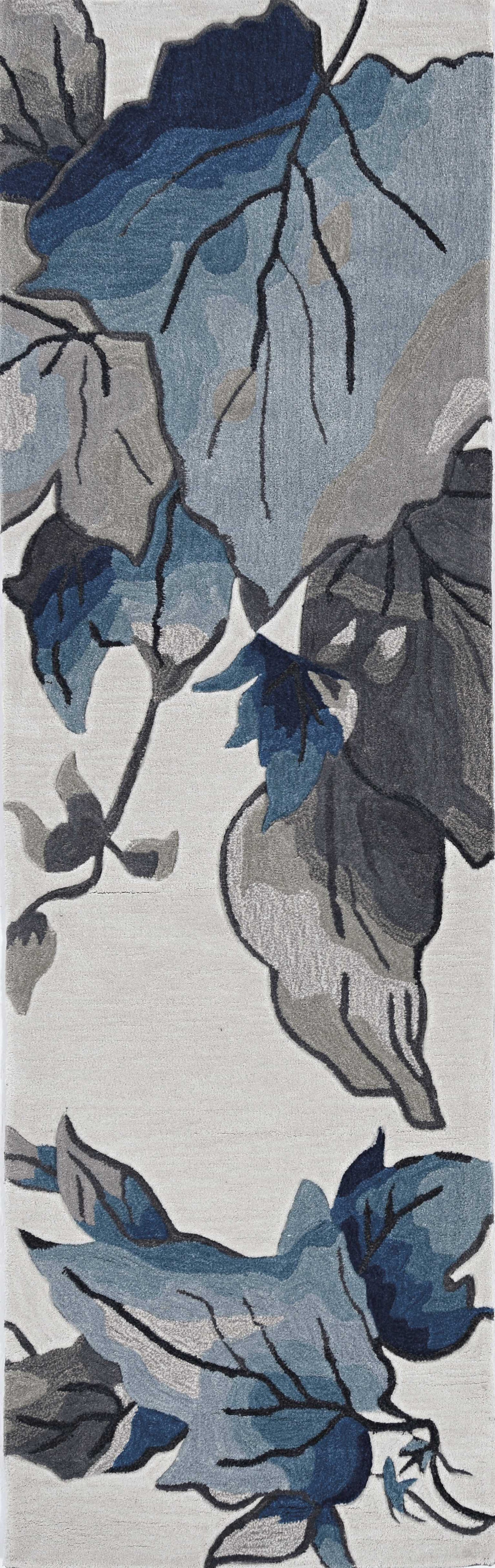 HomeRoots 60" x 90" Ivory Blue Polyester Rug