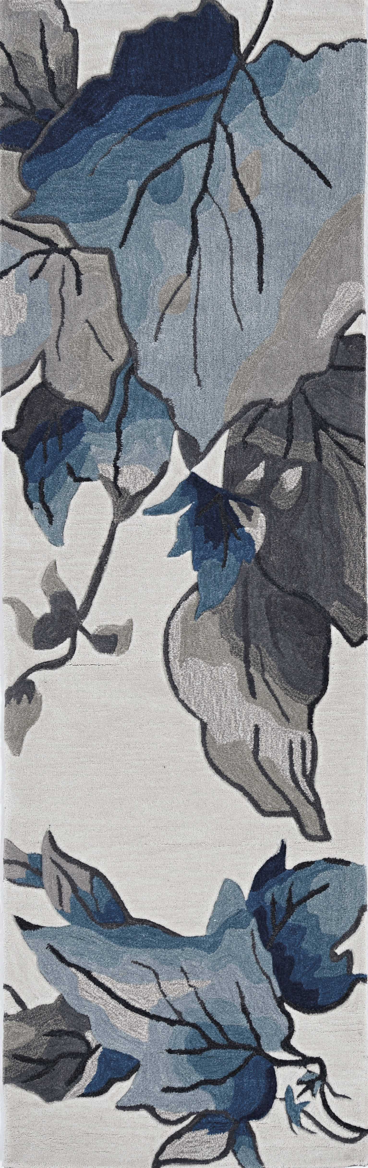 HomeRoots 60" x 90" Ivory Blue Polyester Rug