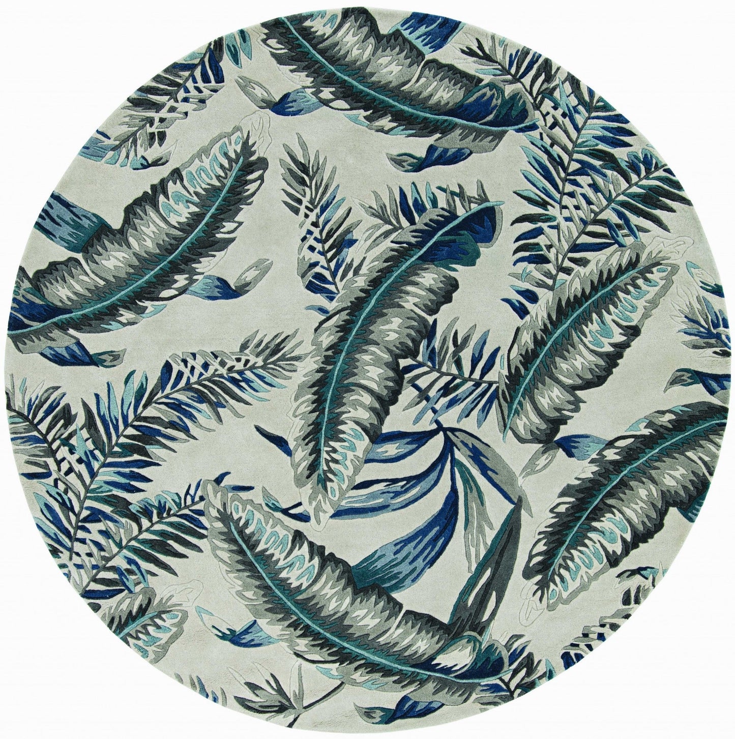 HomeRoots 60" x 96" Grey and Blue Wool Rug