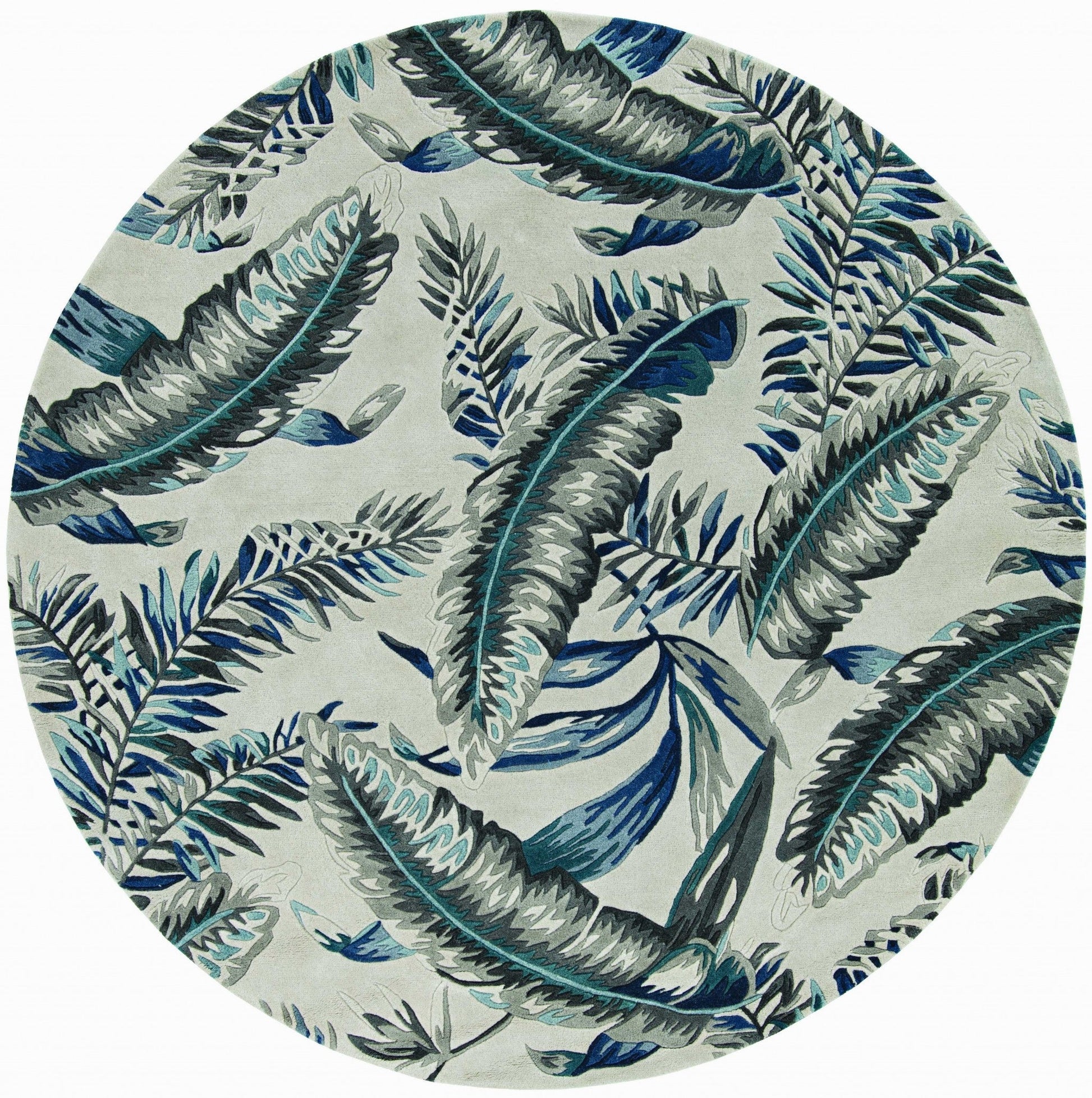 HomeRoots 60" x 96" Grey and Blue Wool Rug