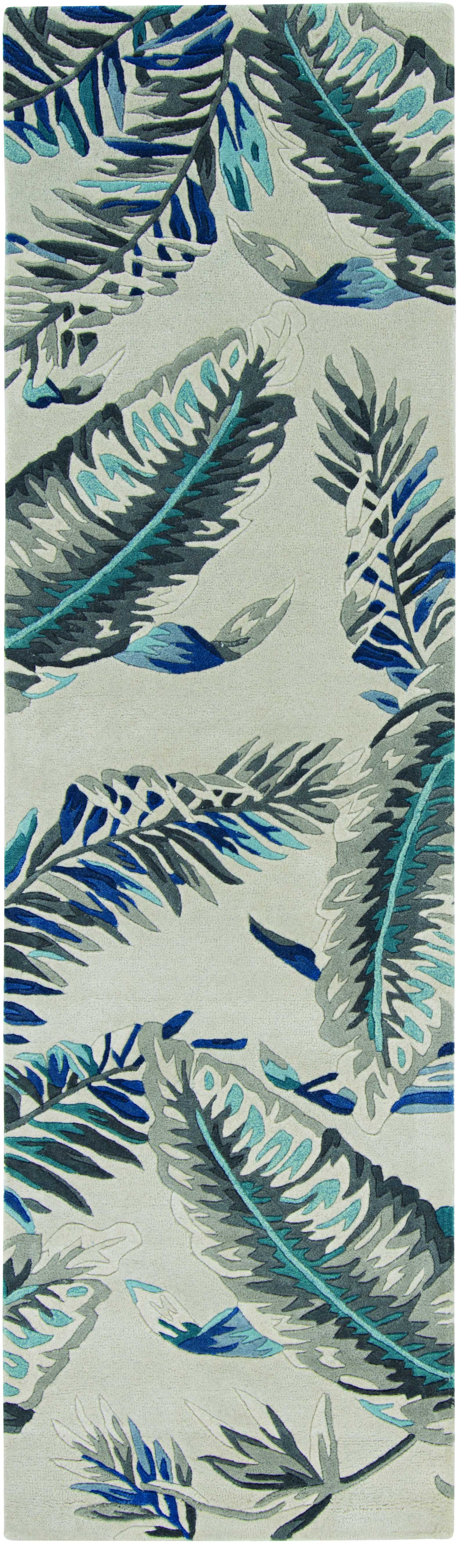 HomeRoots 60" x 96" Grey and Blue Wool Rug