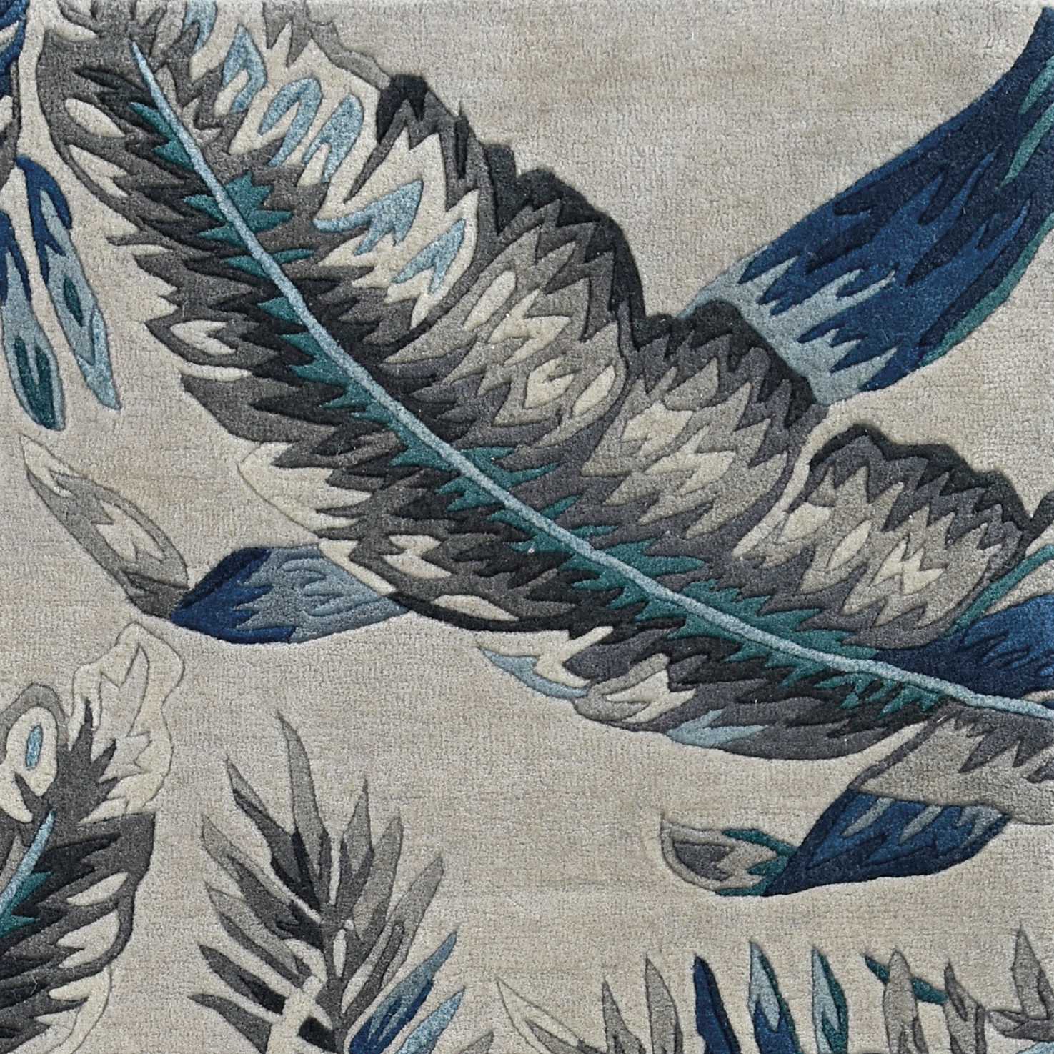 HomeRoots 60" x 96" Grey and Blue Wool Rug