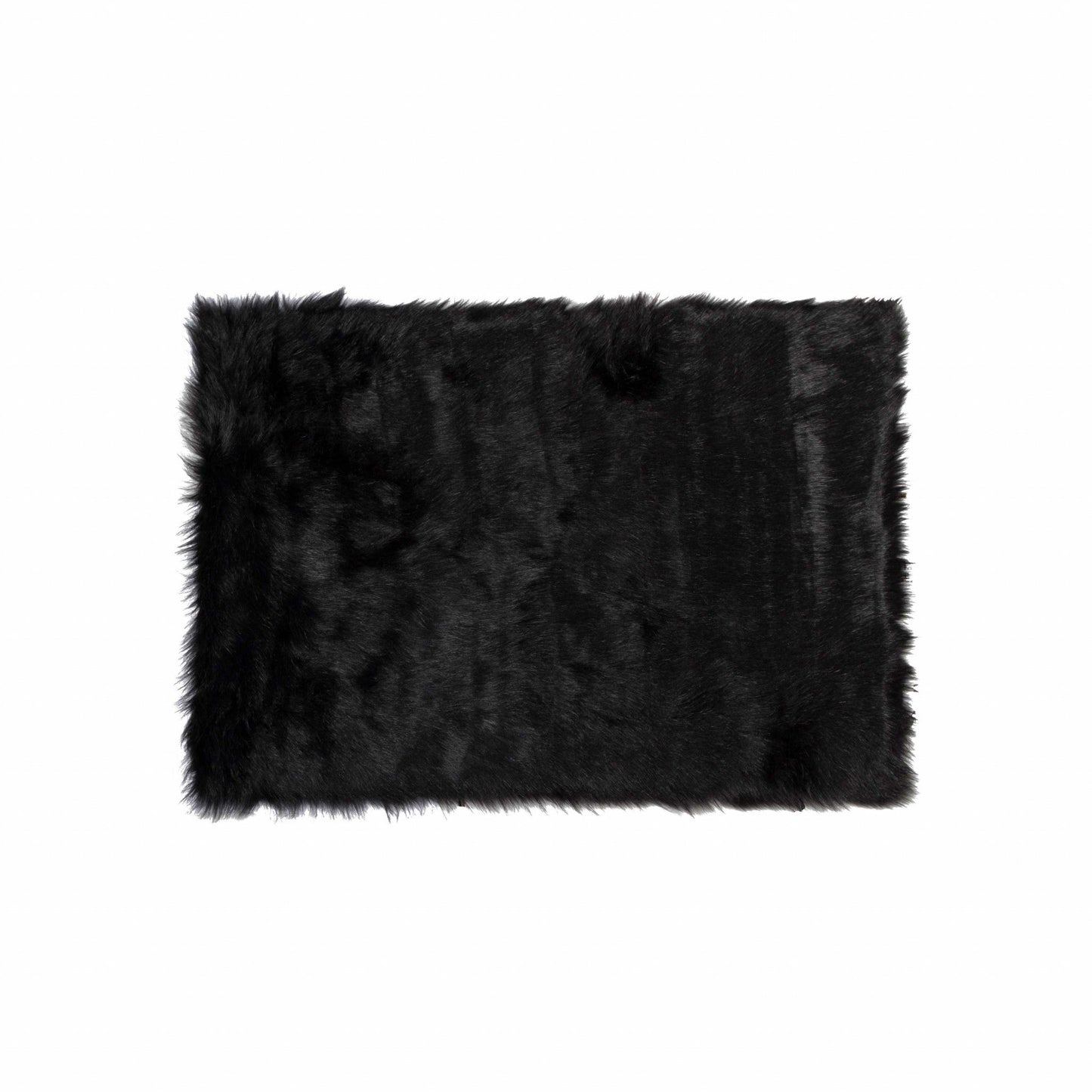 HomeRoots 60" x 96" Sheepskin Rug or Throw in Black Finish