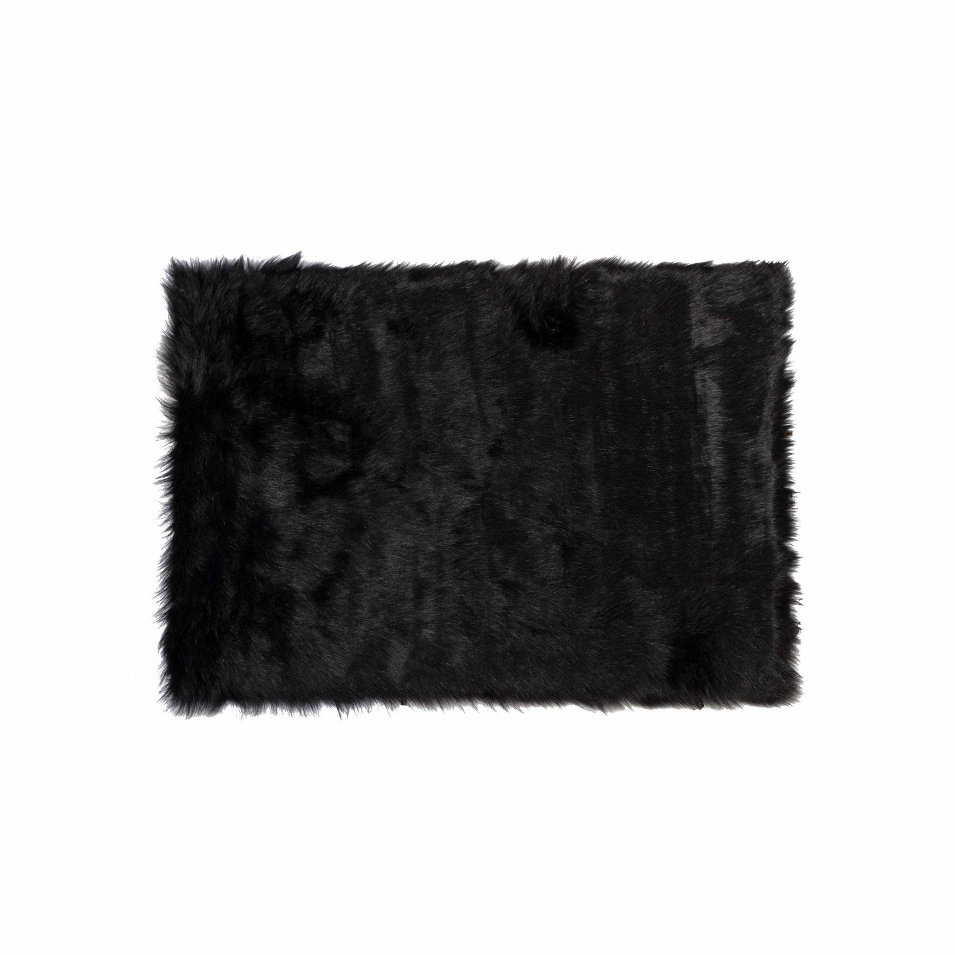 HomeRoots 60" x 96" Sheepskin Rug or Throw in Black Finish