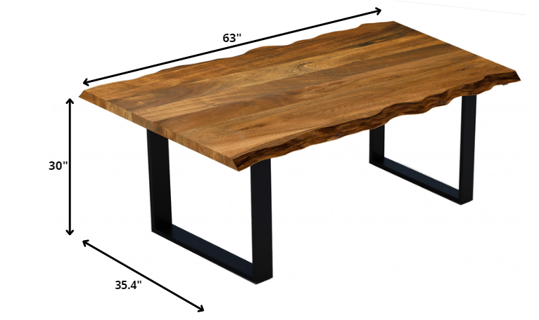 HomeRoots 63" Solid Wood Dining Table With Brown And Black Finish