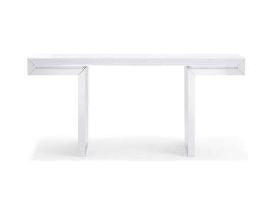 HomeRoots 63" Trestle Console Table in White Finish