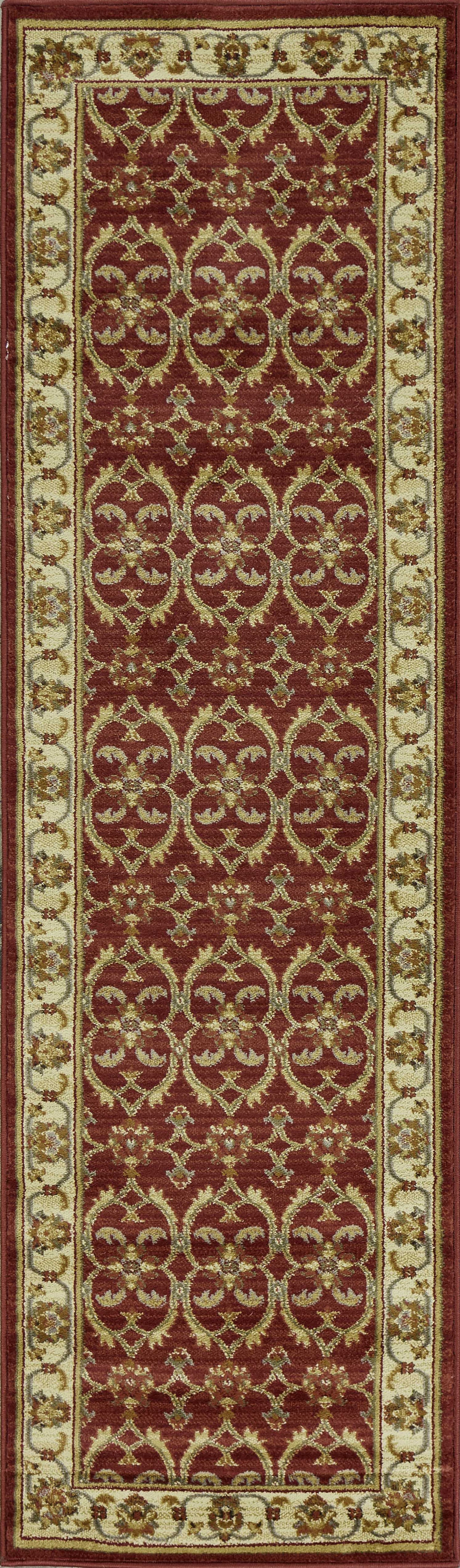 HomeRoots 63" x 91" Red or Ivory Polypropylene Rug