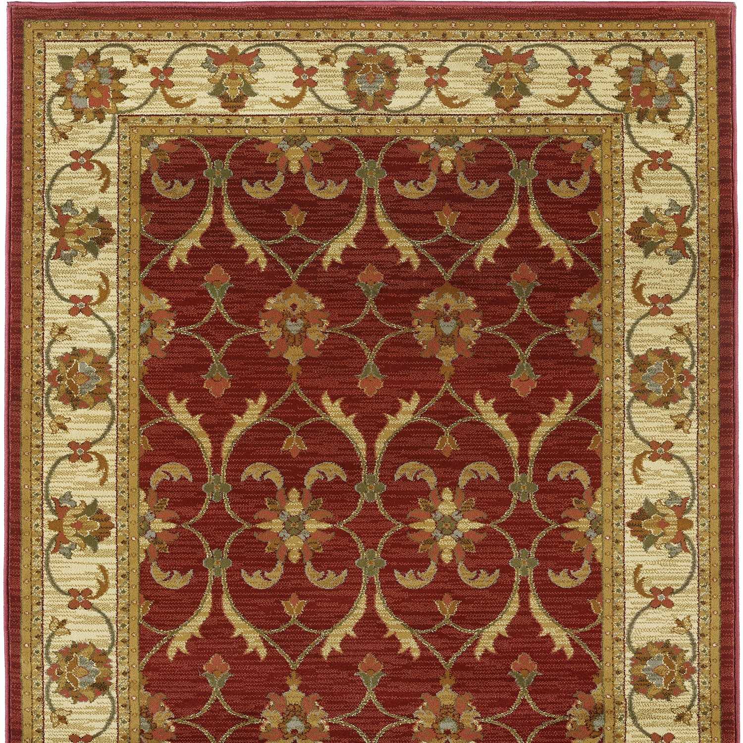 HomeRoots 63" x 91" Red or Ivory Polypropylene Rug