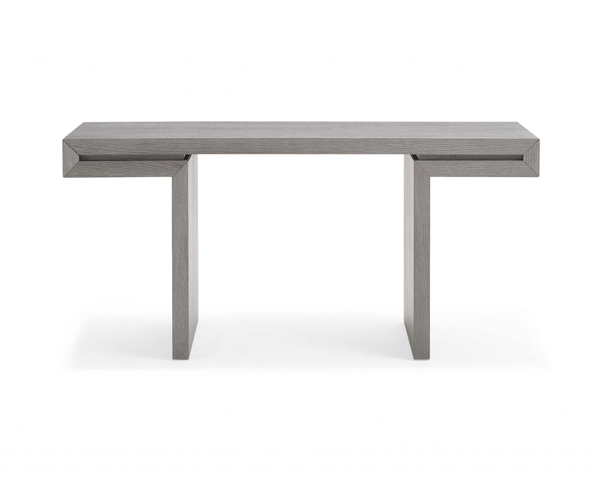 HomeRoots 63" x 15" x 35" Oak Veneer Console in Grey Finish