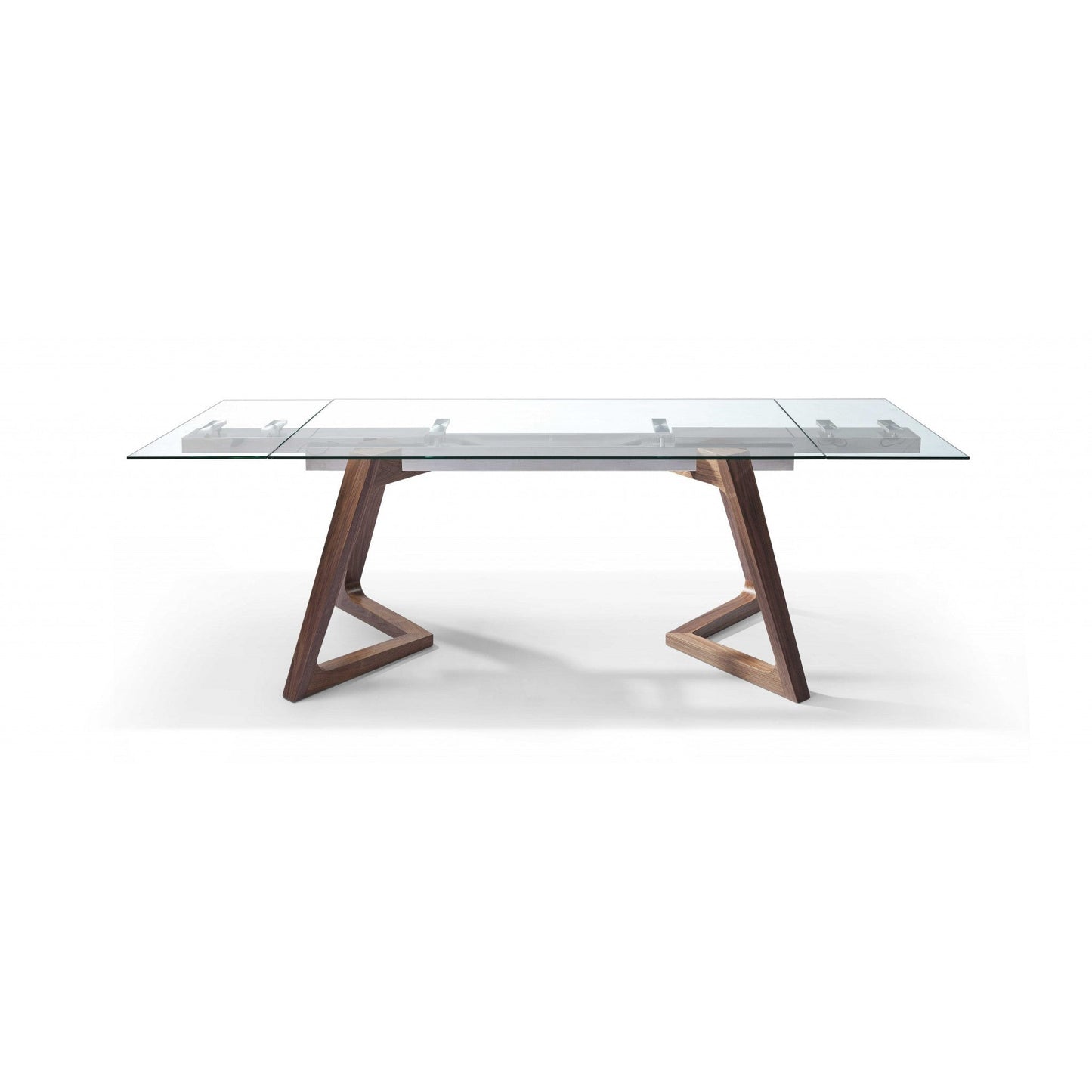 HomeRoots 63" x 35" x 30" Glass Extendable Dining Table In Walnut Finish