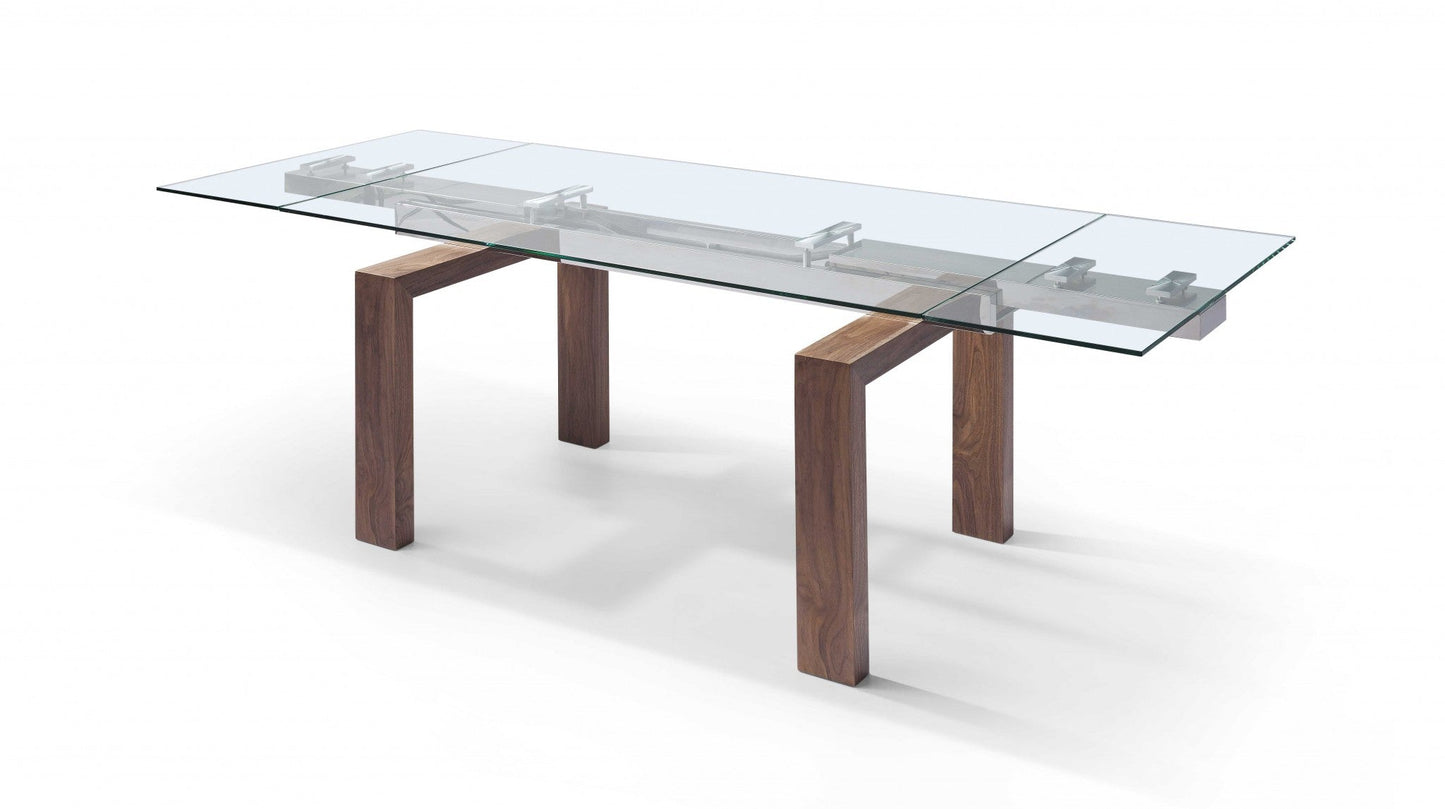 HomeRoots 63 x 35 x 30 Walnut Solid Wood Extendable Dining Table