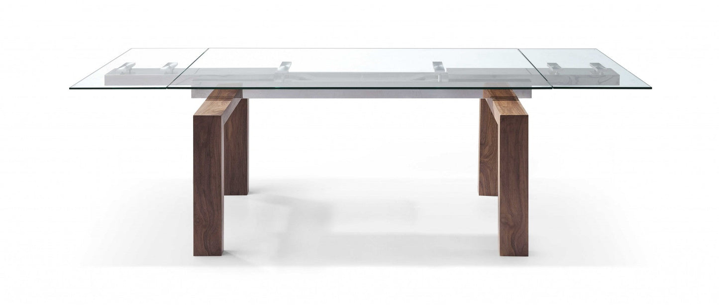 HomeRoots 63 x 35 x 30 Walnut Solid Wood Extendable Dining Table