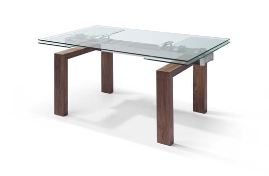 HomeRoots 63 x 35 x 30 Walnut Solid Wood Extendable Dining Table