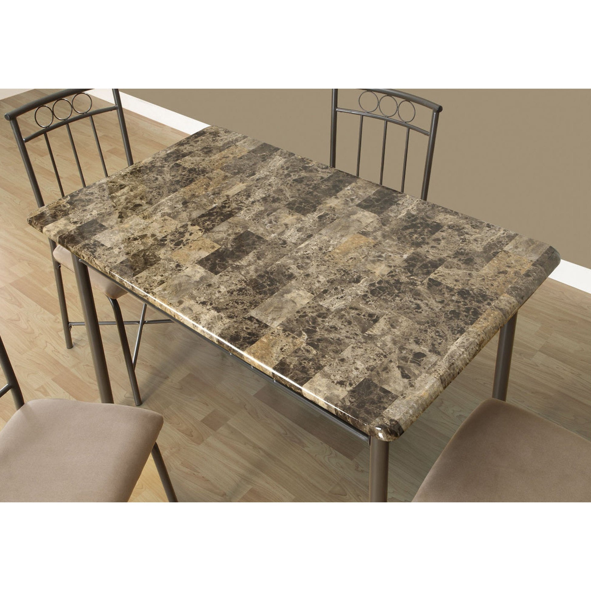 HomeRoots 63.5" X 81" X 101" Cappuccino Microfiber Foam And MDF Dining in Set Of Five