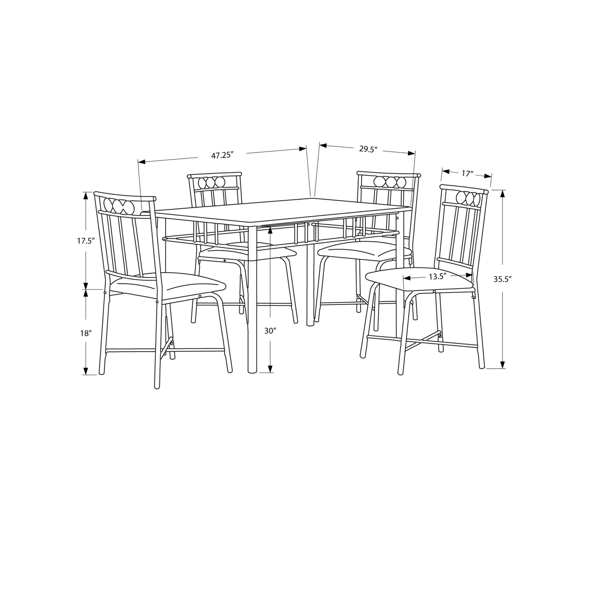 HomeRoots 63.5" X 81" X 101" Cappuccino Microfiber Foam And MDF Dining in Set Of Five