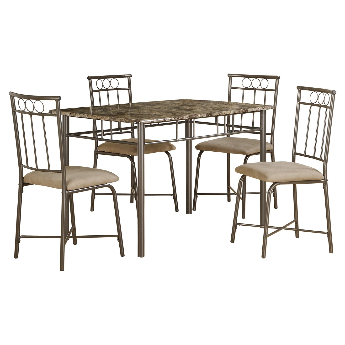 HomeRoots 63.5" X 81" X 101" Cappuccino Microfiber Foam And MDF Dining in Set Of Five