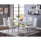 HomeRoots 66" x 38" x 30" Dining Table With White High Gloss and Clear Glass Finish