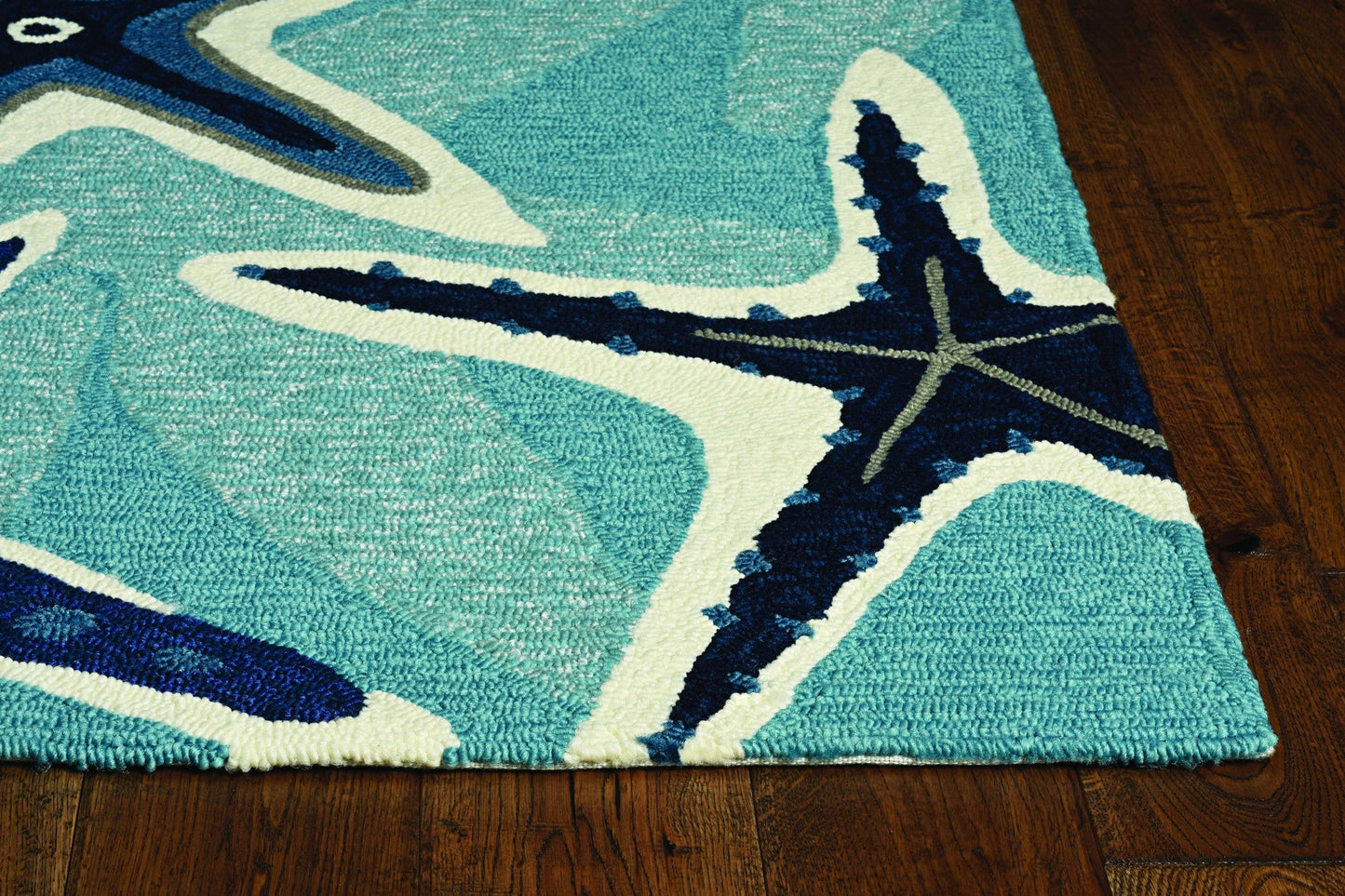 HomeRoots 66 x 66 Ivory Blue Polyester Rug